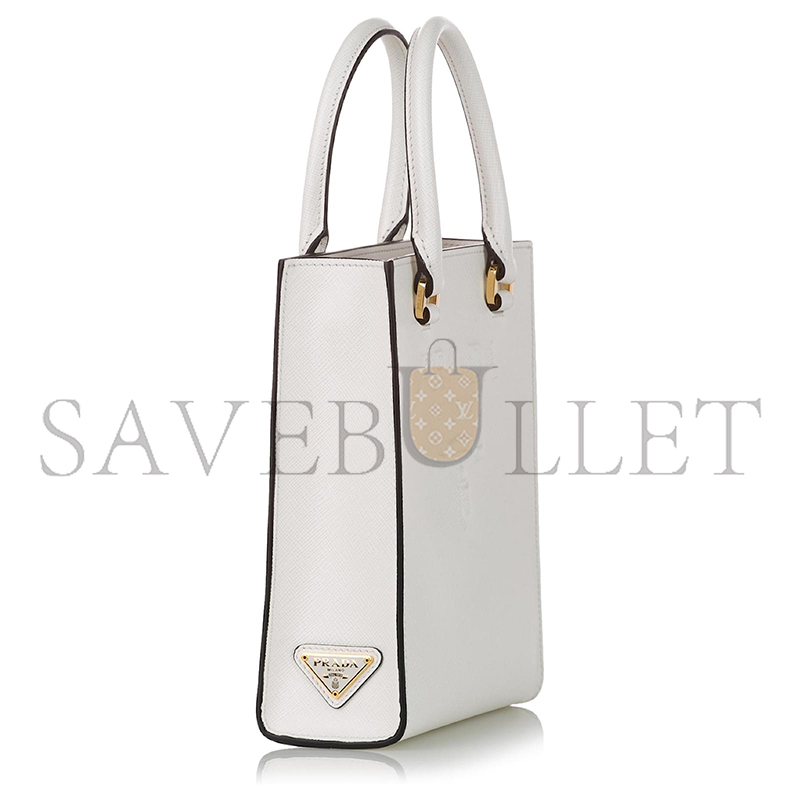 Pra*a white small saffiano leather satchel 1ba333 (19*17*6cm)